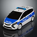 Blue And White POLIZEI Police Van With Roof Lights And Reflective Details