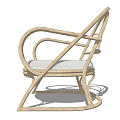 Rattan Leisure Chair With Curved Armrests And White Cushion For Cozy Relaxation