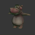 Cute Pink 3D Cartoon Hippo Character With Open Arms And White Belly