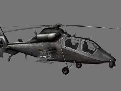 Gray Military Helicopter With Rotor Cockpit Weapon System And Fuselage Design 3d model