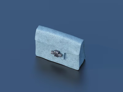 Light Blue Box with Metal Lock Closure on Blue Background Surface 3d model