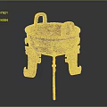 Ancient Style Bronze Furniture With Tripod Legs Double Handles And Intricate Patterns