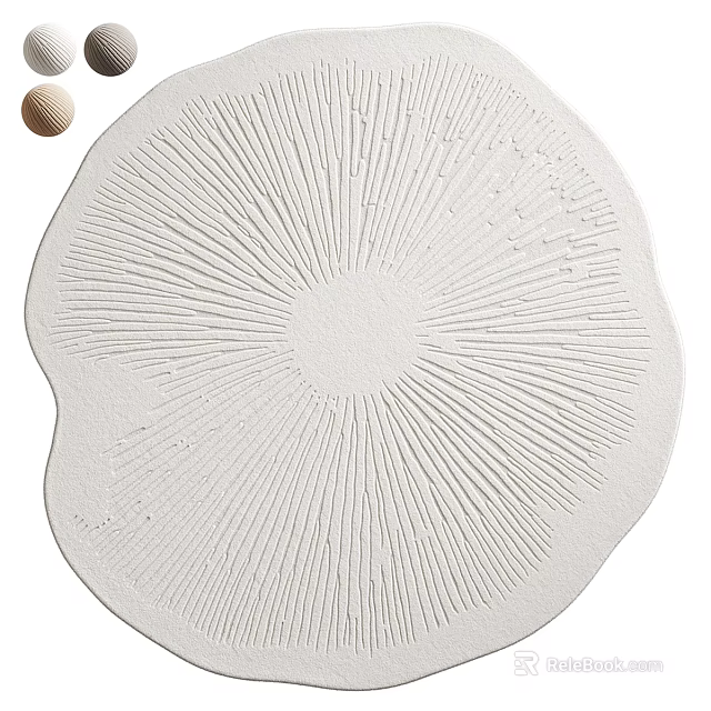 White Circular Rug With Radiating Patterns For Modern Living Room Home Decor 3d model 