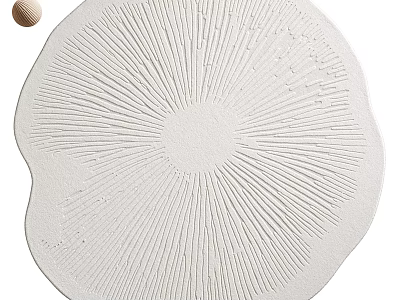 White Circular Rug With Radiating Patterns For Modern Living Room Home Decor 3d model