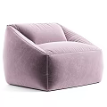 Beige Velvet Bean Bag Chair With Modern Rounded Shape For Cozy Living Room Use