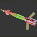 3D Model of Military Missile with Aerodynamic Body and Stabilizing Rear Fins