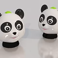 Cute Panda Head Toys With Black White Design And Green Top Smiling Face Details