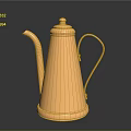 Golden Metal Teapot Sculpture With Smooth Carved Design And Reflective Finish