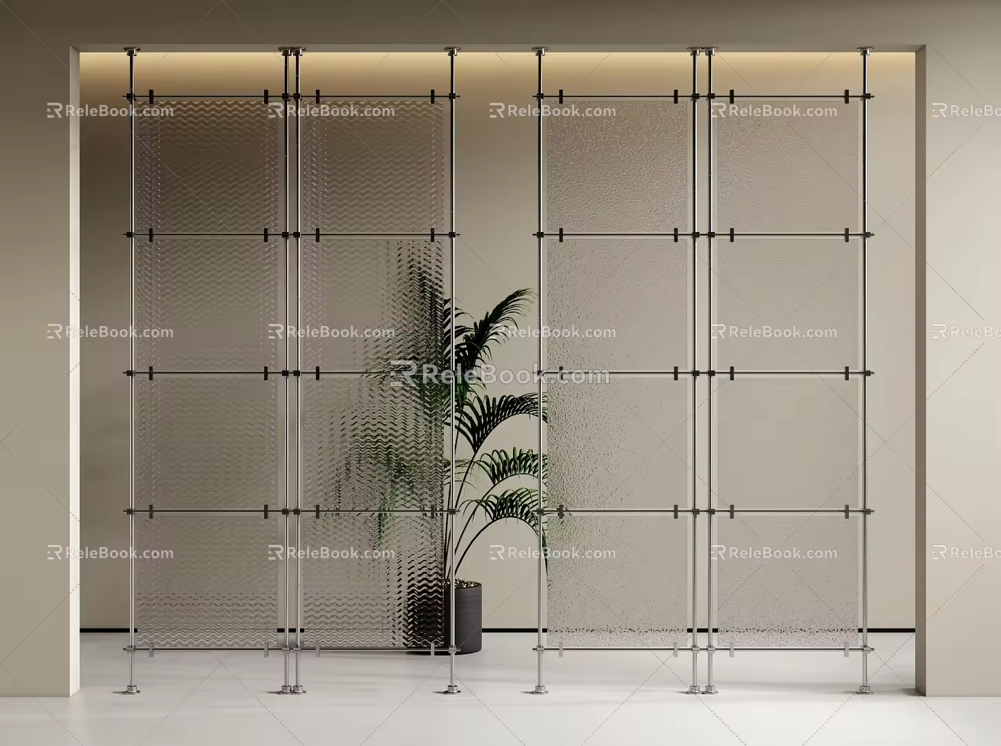 Modern glass partition metal partition optical axis screen partition 3d model