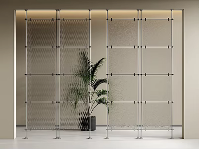 Modern glass partition metal partition optical axis screen partition 3d model