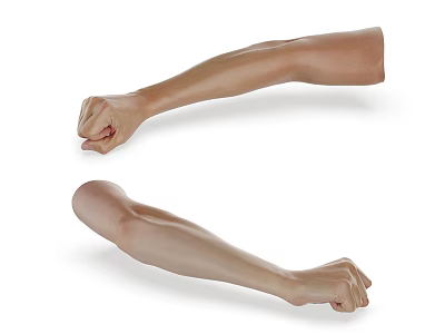 Man Flexed Arms Showing Fists In Different Angles On White Background 3d model