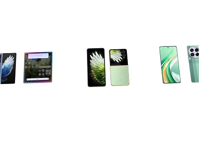 Modern Smartphones With Foldable Screens And Colorful Camera Designs 3d model