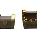 3D Rendered Treasure Chests Closed And Open With Gold Coins