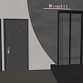 Modern Black Hinged Door With Sleek Design And Minimalist Frame Structure