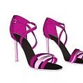 Elegant Women's Pink High Heel Sandals With Cross Straps And Black Soles