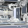 Animated Cartoon Scene With Mechanical Machinery Console Glowing Lights And Metal Frames