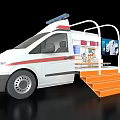 Converted Ambulance Interior With Display Shelves Steps And Medical Screen 3d model