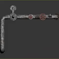 Rusty Metal Pipe Structure With Red Valves And Industrial Design Elements 3d model