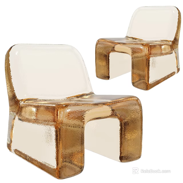 Stylish Modern Leisure Chair With Transparent Acrylic Body And Golden Legs Design 3d model 