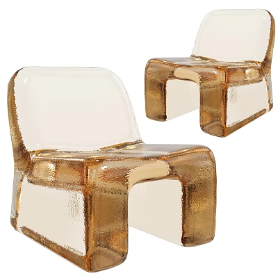 Stylish Modern Leisure Chair With Transparent Acrylic Body And Golden Legs Design 3d model