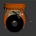 Orange Portable Record Player with Open Case and Vinyl Record Inside