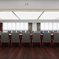 Spacious Modern Conference Room Interior With Long Table Chairs And Projection Screen 3d model