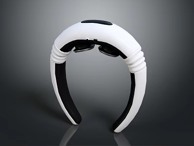 Portable Head Mounted Medical Device With White Black Curved Design And Electric Massage Therapy 3d model