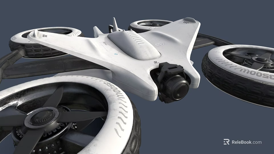 Futuristic White Aircraft Design With Multiple Rotors And Aerodynamic Body Structure 3d model 