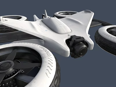Futuristic White Aircraft Design With Multiple Rotors And Aerodynamic Body Structure 3d model