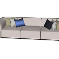 Modern in-line three-seat sofa 3d model