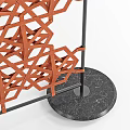 Modern Orange Geometric Laser Cut Room Divider Screen With Intricate Patterns 3d model