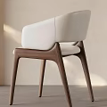 Modern Dining Chair With White Upholstered Backrest And Wooden Legs