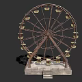 Ferris Wheel Amusement Equipment With Metal Structure Cabins And Concrete Base Steps