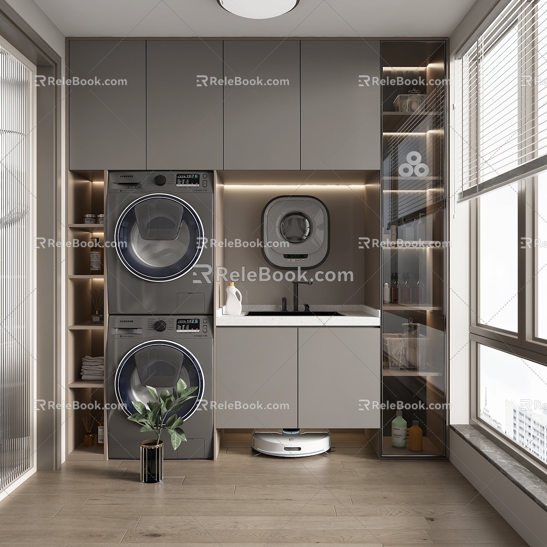 Light Luxury Home Balcony Washing Machine Cabinet model