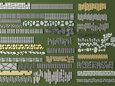 Various Stepping Stones with Different Shapes and Materials for Garden Landscape Design 3d model