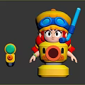 Cute Cartoon Character Kids Toy With Yellow Body Blue Goggles Snorkel And Small Accessory