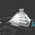 Ancient Architecture Model Featuring Multi Tiered Structure With Stone Steps And Platforms