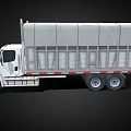 White Commercial Cargo Truck With Canvas Covered Bed And Dual Rear Wheels