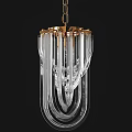 Unique Shaped Glass Chandelier With Golden Accents And Cascading Transparent Elements
