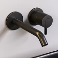 Matte Black Wall Mounted Faucet With Sleek Modern Curved Spout And Single Handle