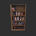 Wooden Bookshelf With Multiple Shelves Filled With Colorful Books Interior