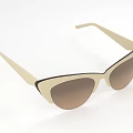 Stylish Cat Eye Sunglasses With Beige Frame And Brown Lenses For Everyday Use