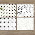 White Background Square Rugs Featuring Black Dots In Various Sizes And Patterns For Home Decor 3d model