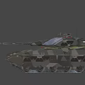 Modern Military Tank With Camouflage Paint Main Gun Barrel And Turret