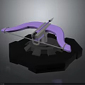 3D Model Purple Bow Weapon With Silver Components On Black Base Stand 3d model