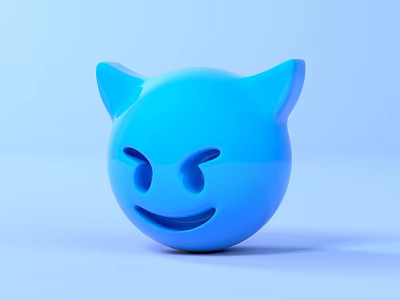 Playful Blue Game Character With Cat Ears And Smiling Face In Cartoon Style Design 3d model