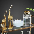 Hanging Wall Cabinet Gold Metal Two Tier Bathroom Storage With Decor Items And Toiletries