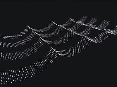 Minimalist Modern Wavy Lines Pendant with White Dot Pattern on Black Background 3d model