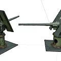 Antique Military Artillery Pieces With Rusty Metal Stands And Long Barrels On Concrete Bases