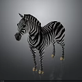 Realistic 3D Zebra Character With Black And White Stripes Standing On Dark Background